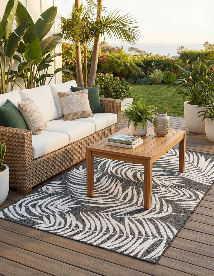 Detail image of 5' 3 x 8' Washable Botanical Indoor / Outdoor Rug