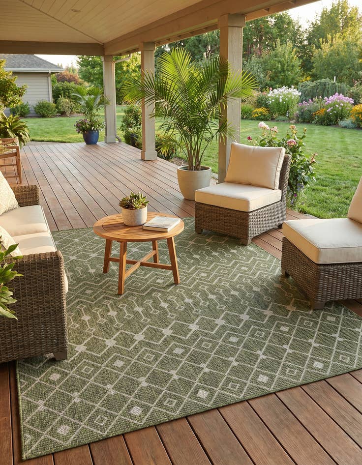 Detail image of 5' 3 x 7' Washable Lattice Indoor / Outdoor Rug