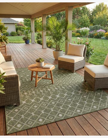 5' 3 x 7' Easy-Clean Trellis Indoor / Outdoor Rug
