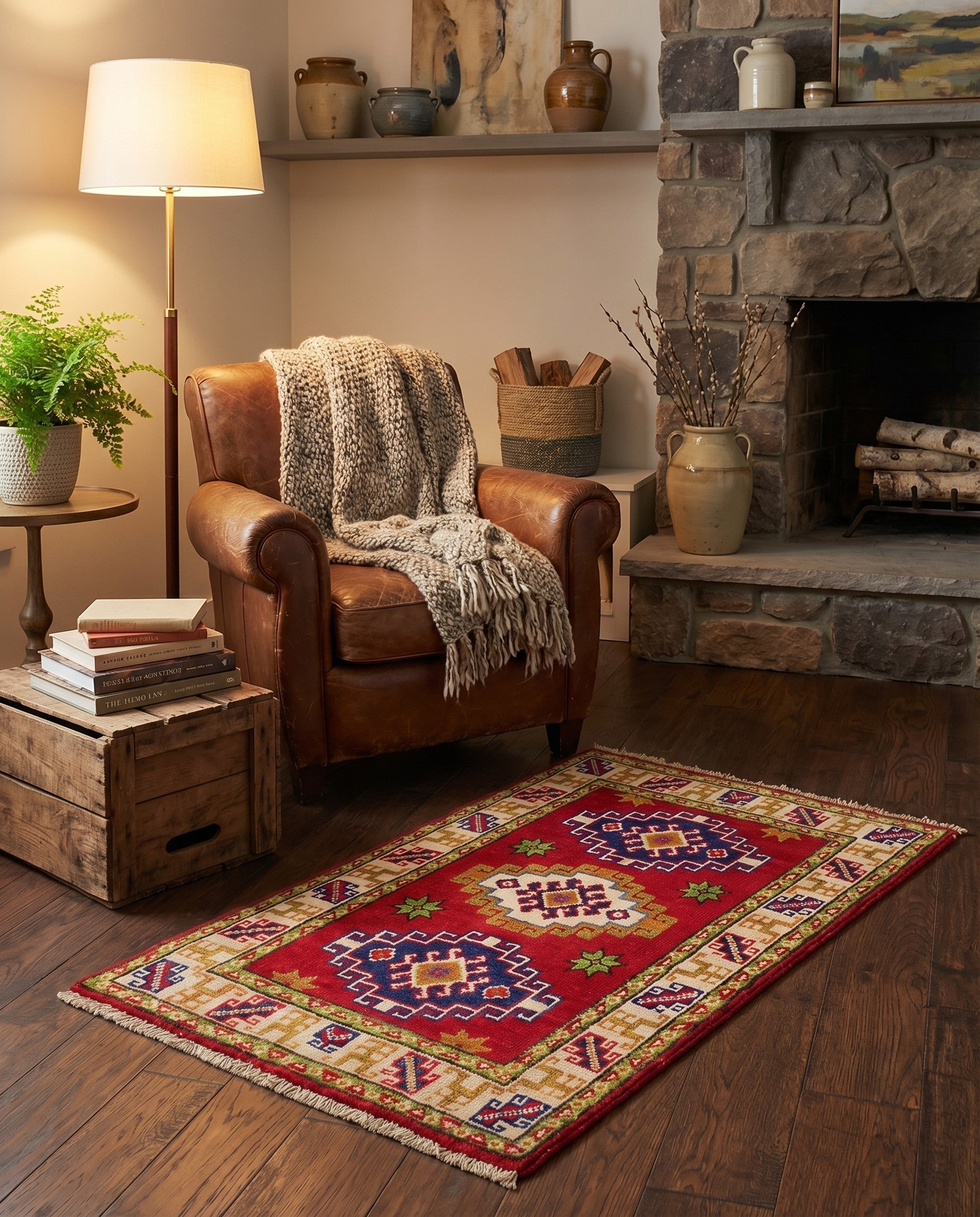 1' 11 x 3' Hand Knotted Kazak Rug