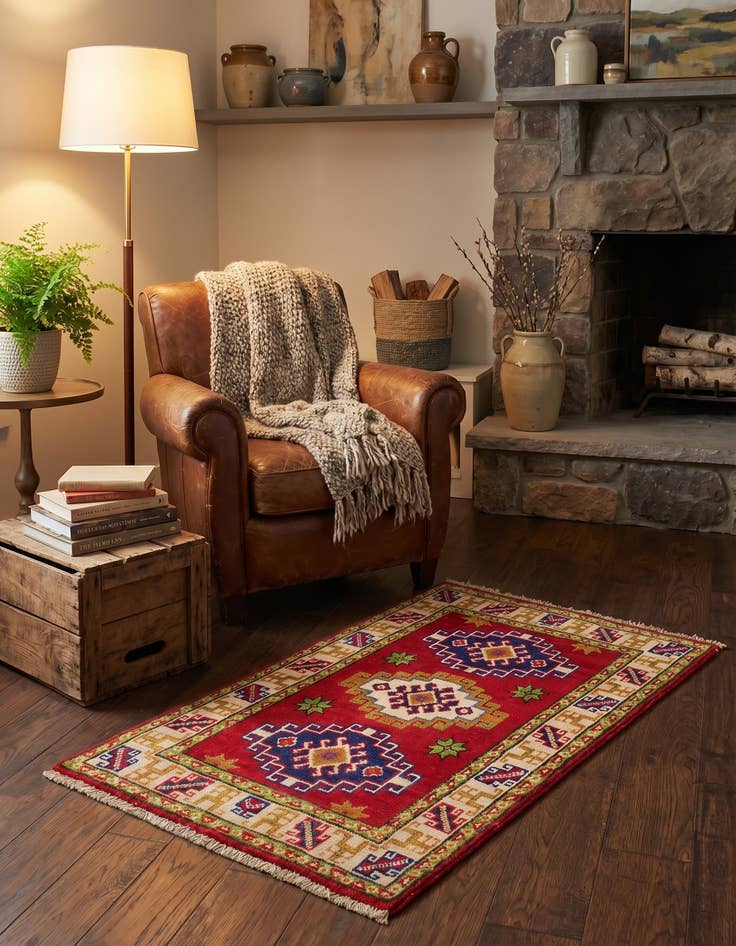 Detail image of 1' 11 x 3' Hand Knotted Kazak Rug