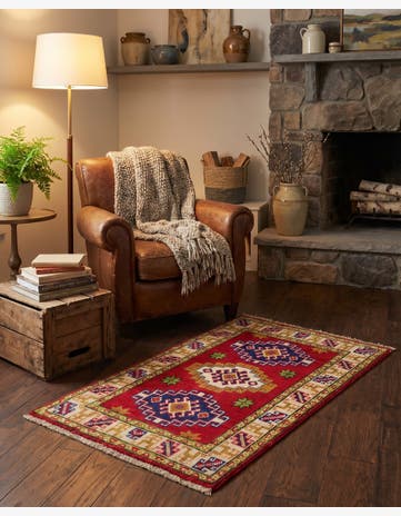 1' 11 x 3' Hand Knotted Kazak Rug