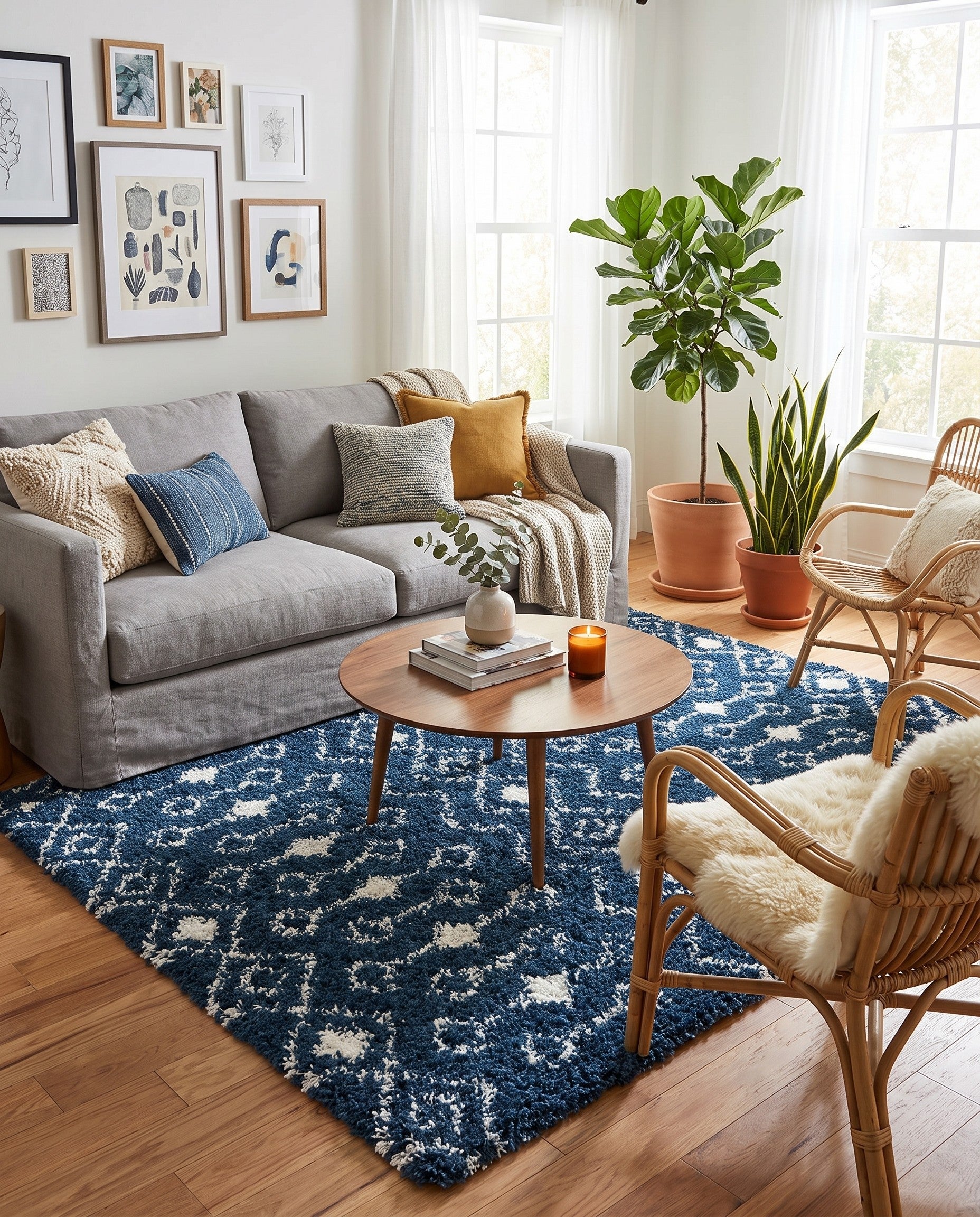 6' x 6' Moroccan Trellis Shag Square Rug