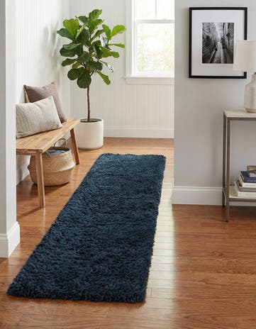 Cobalt Infinity Shag Runner Rug