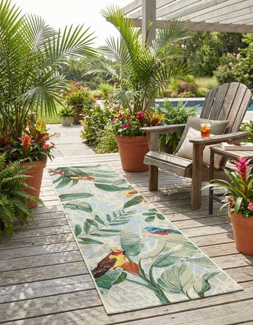 2' x 8' Easy-Clean Botanical Indoor / Outdoor Runner Rug