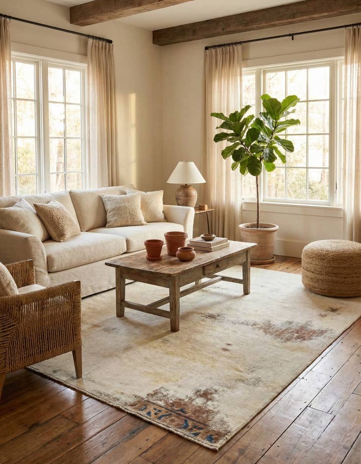 Detail image of 5' 2 x 6' 8 Hand Knotted Ultra Vintage Persian Wool Square Rug