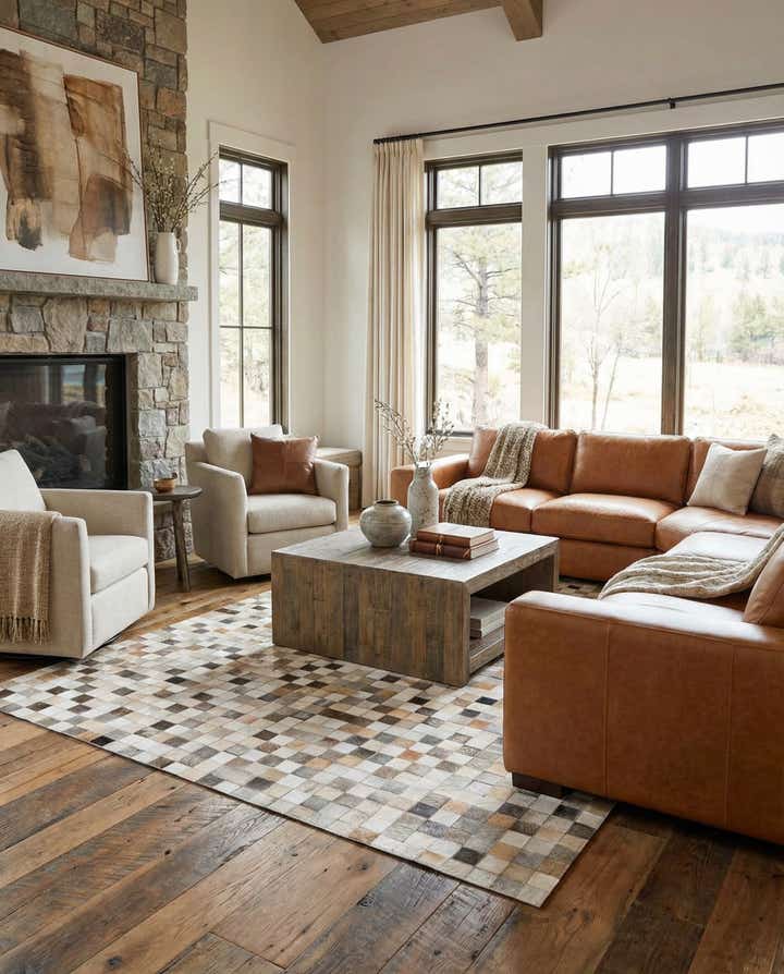 5' 1 x 7' 9 Cowhide Stocks Rug