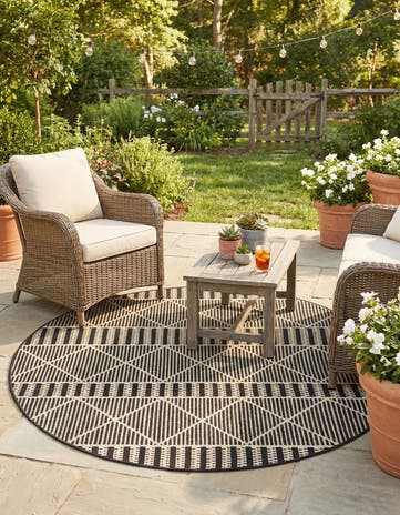 5' 3 x 5' 3 Easy-Clean Trellis Indoor / Outdoor Round Rug