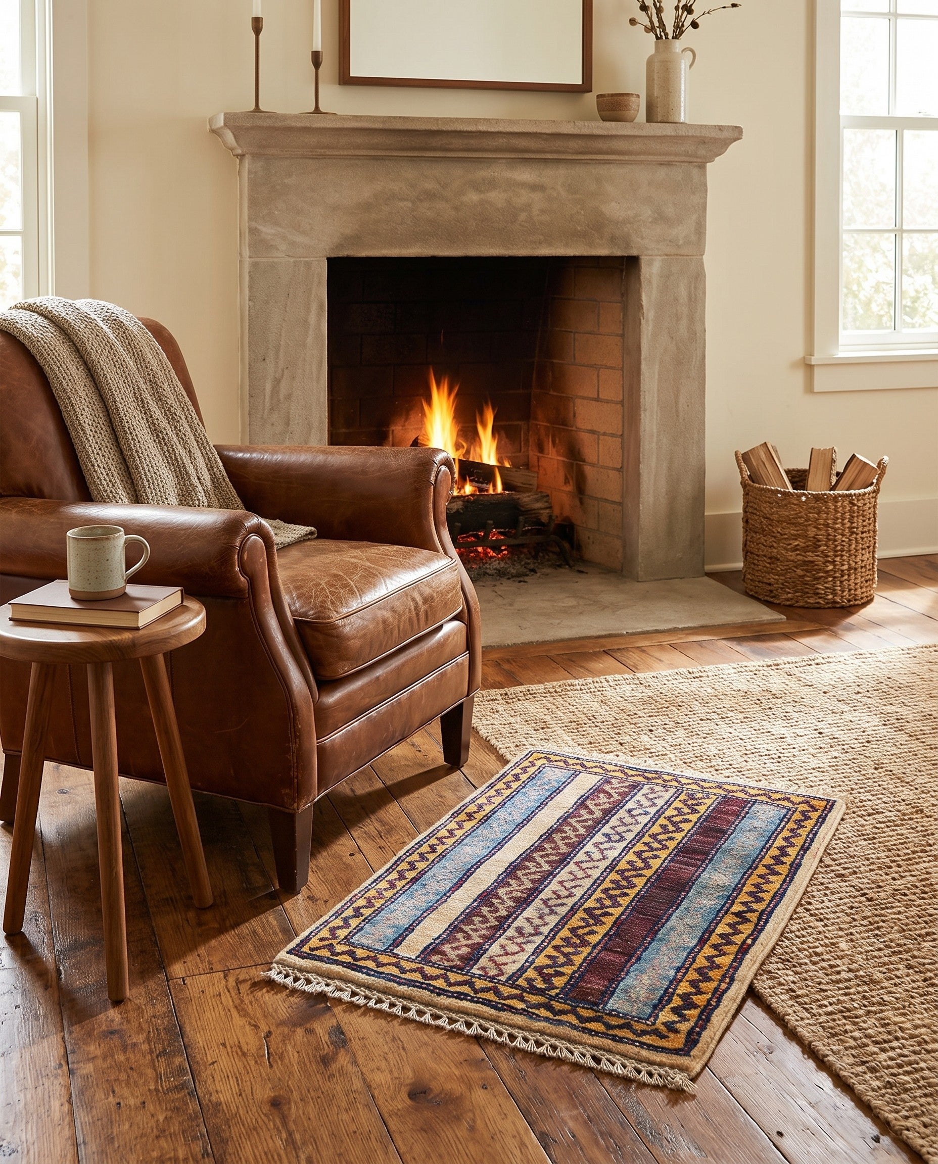 1' 4 x 2' Hand Knotted Ziegler Rug