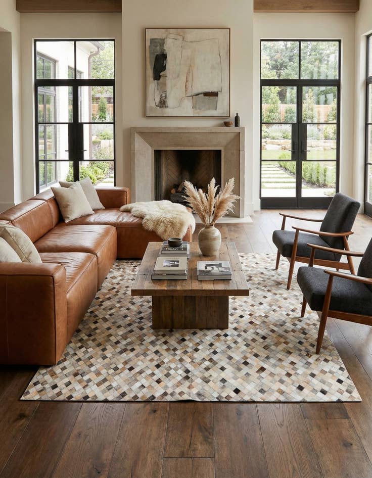 Detail image of 6' 9 x 9' 10 Cowhide Stocks Rug