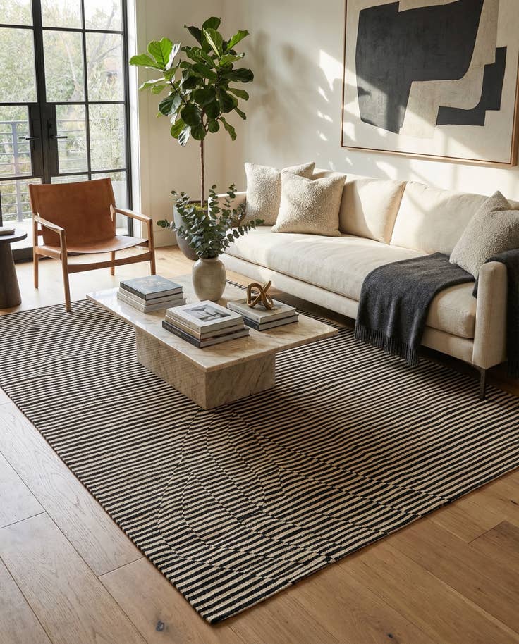 Detail image of 5' 8 x 7' 10 Hand Woven Kilim Modern Wool Rug