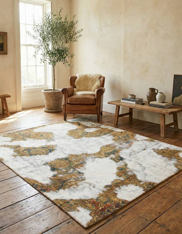 Detail image of 5' 5 x 6' 4 Hand Knotted Ultra Vintage Persian Wool Square Rug