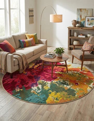 Washable Hyacinth Round Rug