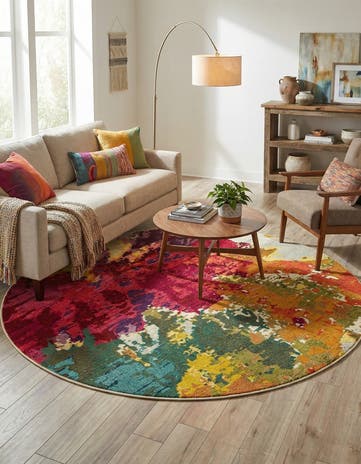 Washable Hyacinth Round Rug