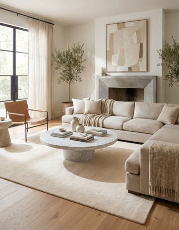Pearl Ivory WoolCraft Geometric Square Rug