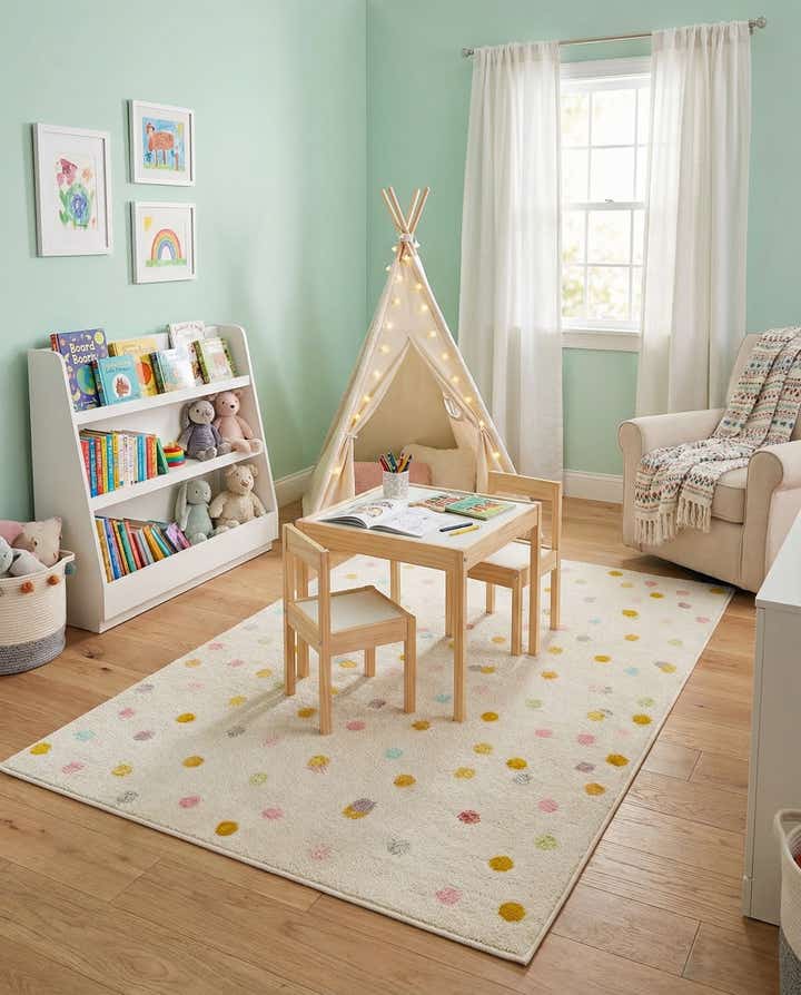 3' 11 x 5' 11 Polka Dot Whimsy Kids Rug