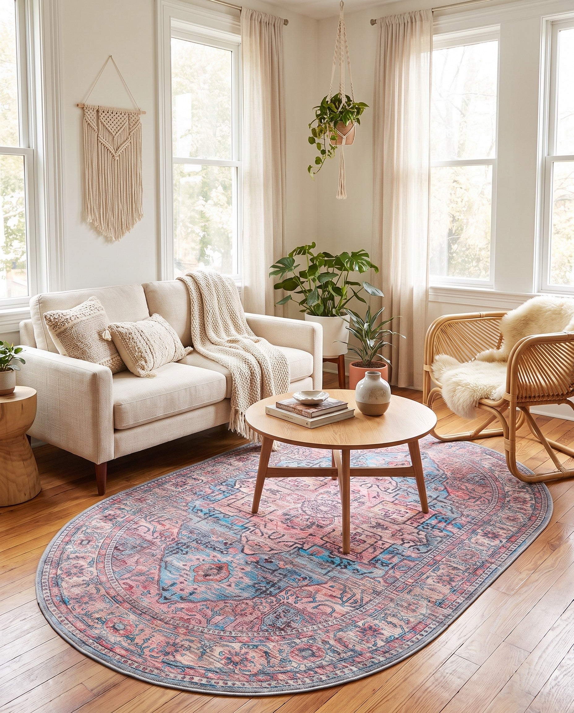 4' x 6' Washable Maahru Oval Rug