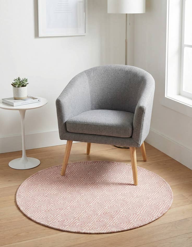 Detail image of 3' 1 x 3' 1 Hand Woven Geo Trellis Flatweave Round Rug