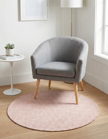 3' 1 x 3' 1 Hand Woven Geo Trellis Flatweave Round Rug