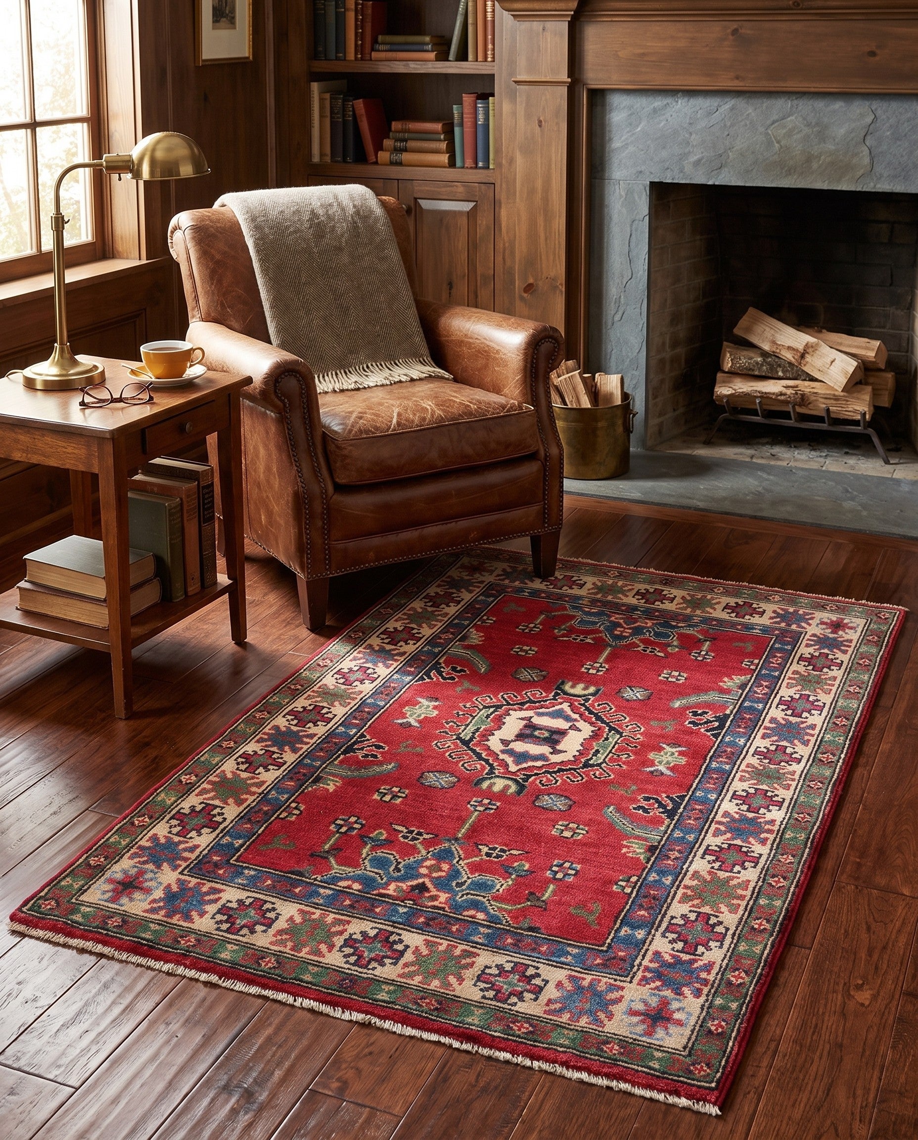 2' 7 x 4' Hand Knotted Kazak Rug