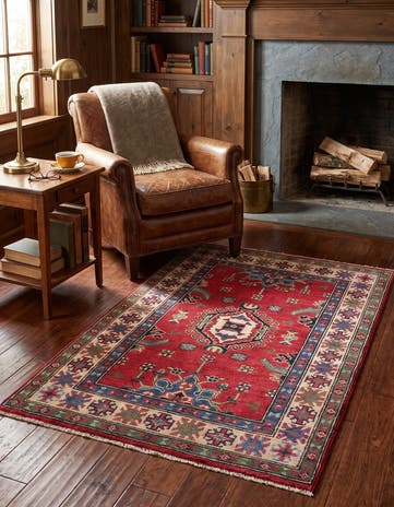 2' 7 x 4' Hand Knotted Kazak Rug