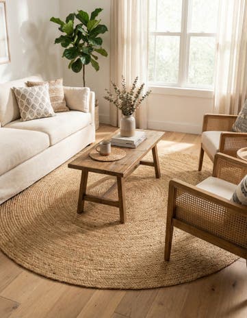 Natural Handmade Braided Jute Round Rug