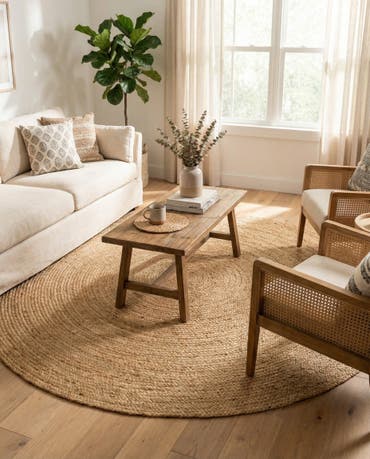  7' 1 x 7' 1  Hand Braided Jute Round Rug