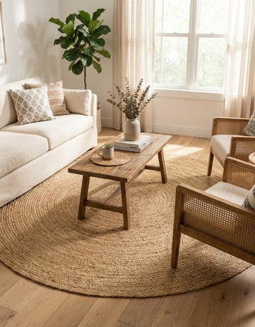 Natural Handmade Braided Jute Round Rug