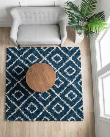  5' 3 x 5' 3 Lattice Shag Square Rug