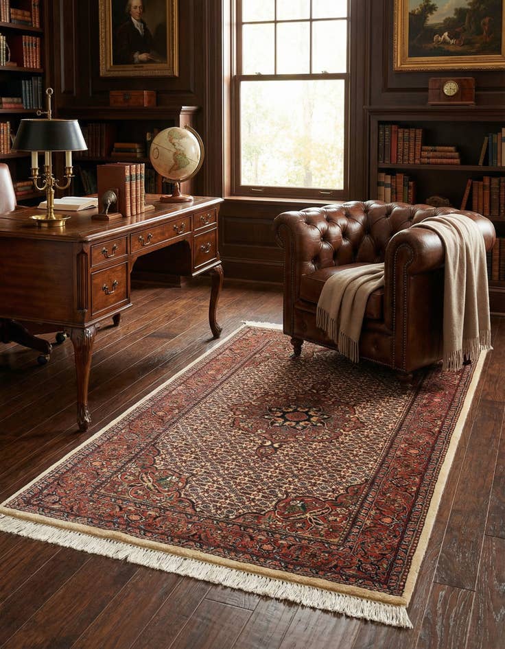 Detail image of 3' 2 x 5' 5 Bidjar With Silk Rug