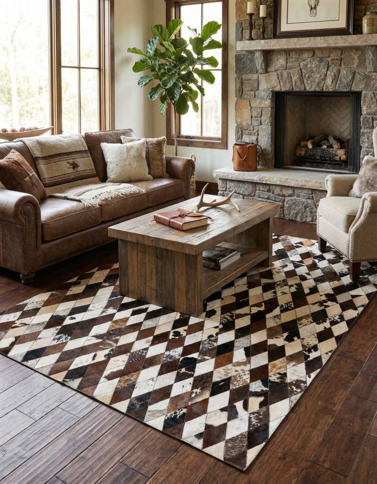 Detail image of 5' 7 x 8' Cowhide Stocks Rug