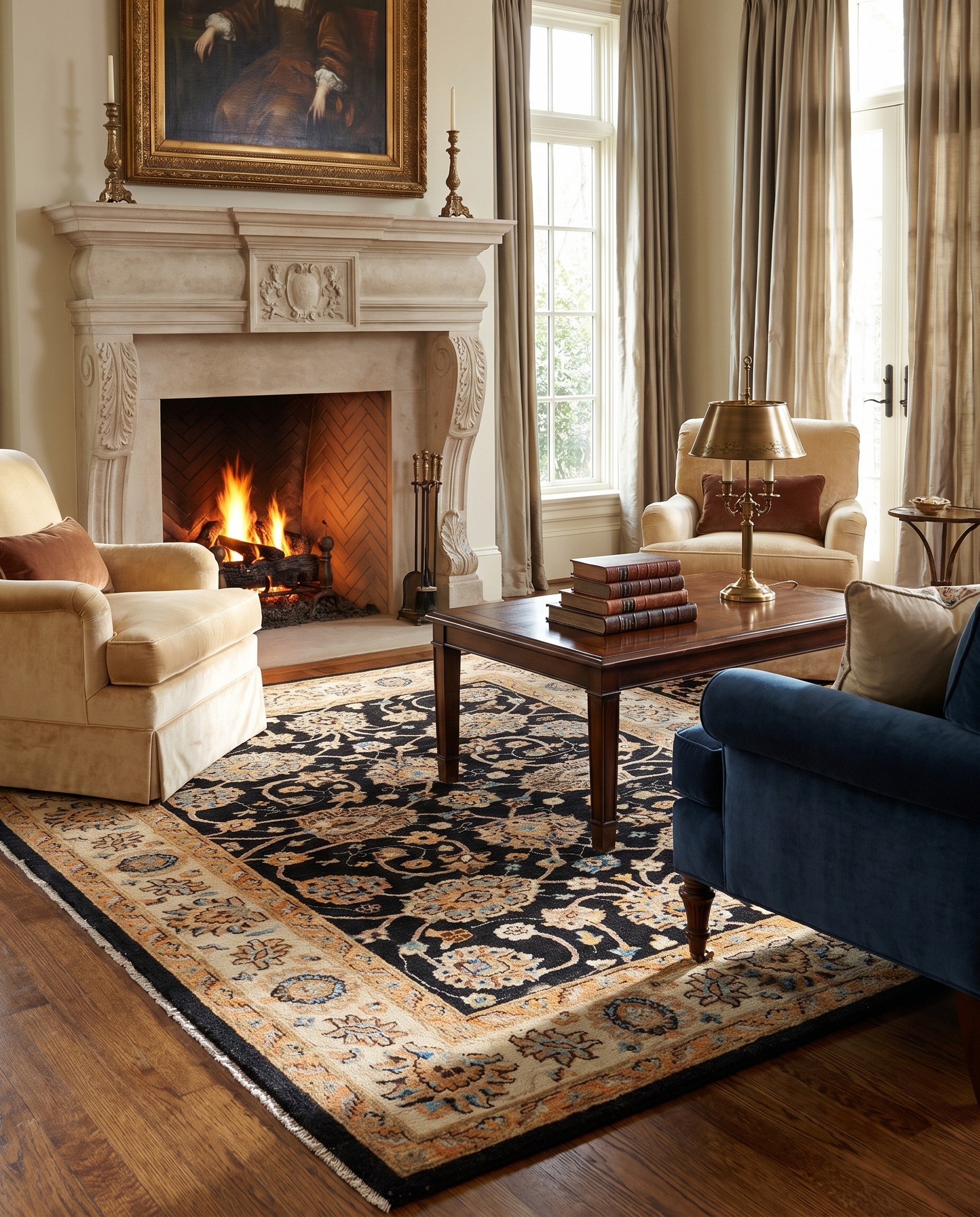 4' 11 x 6' 9 Hand Knotted Ziegler Rug