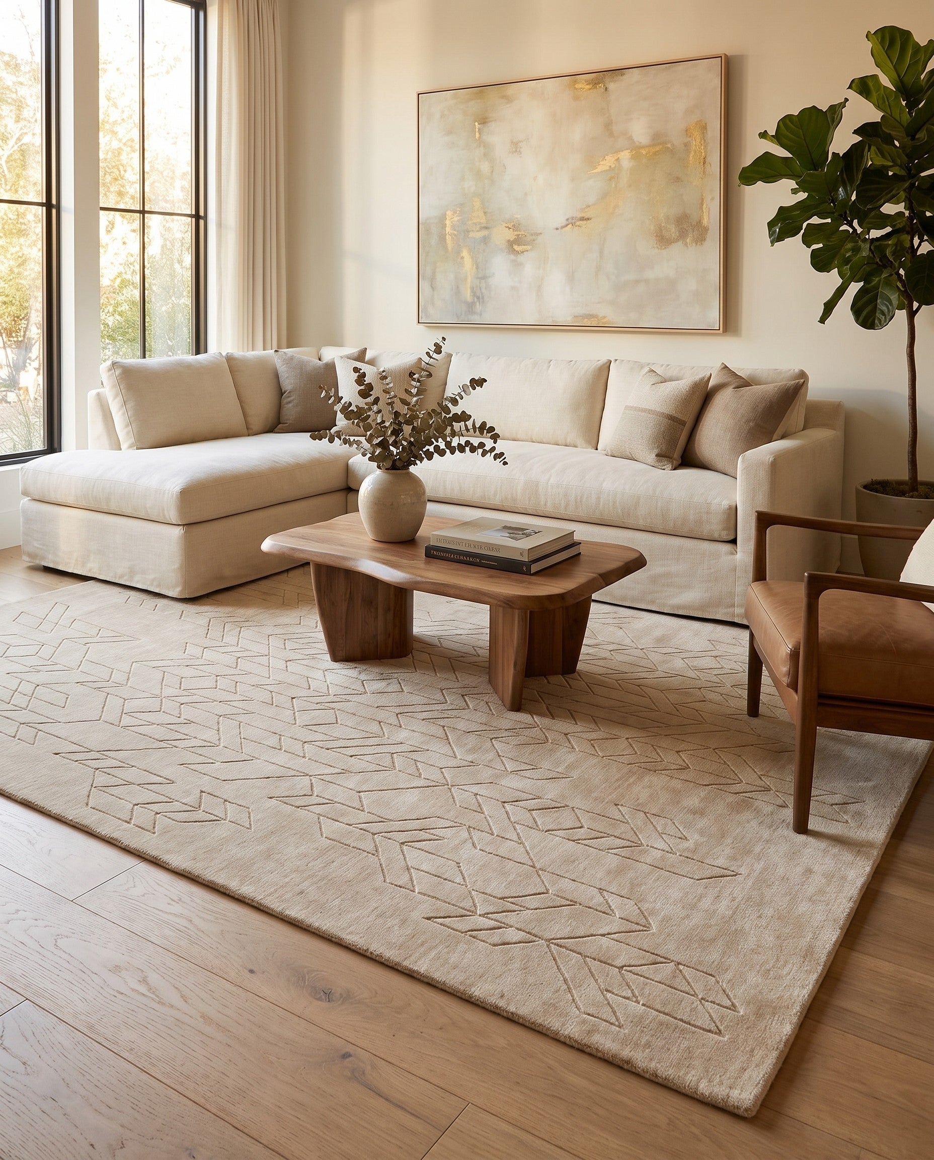 Beige Lana New Zealand Wool Rug