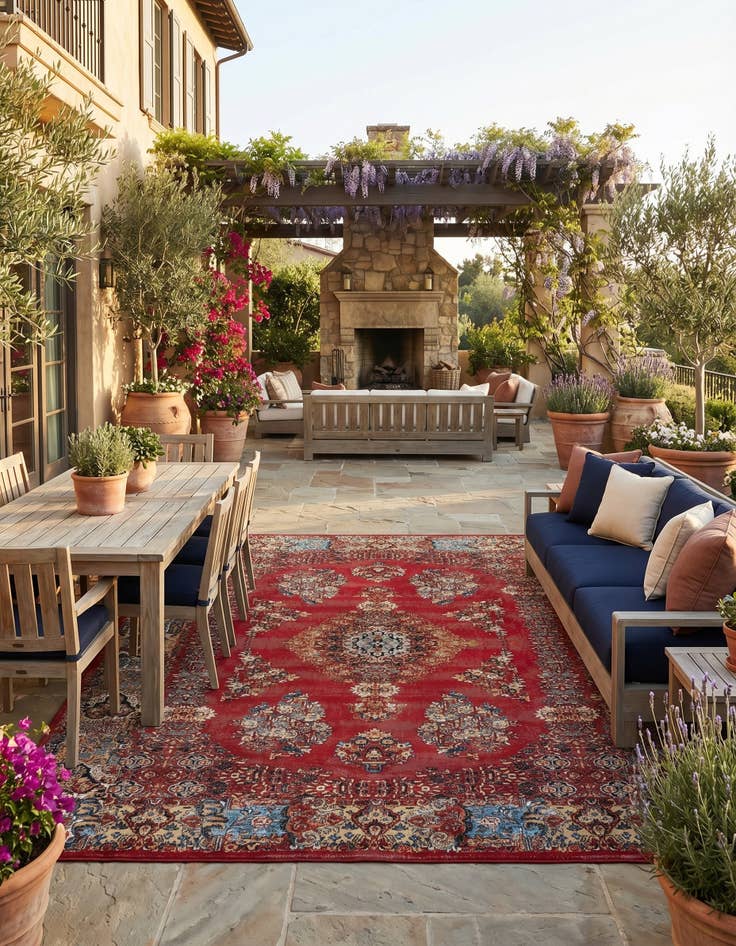 Detail image of 10' x 13' Easy-Clean Traditional Indoor / Outdoor Rug