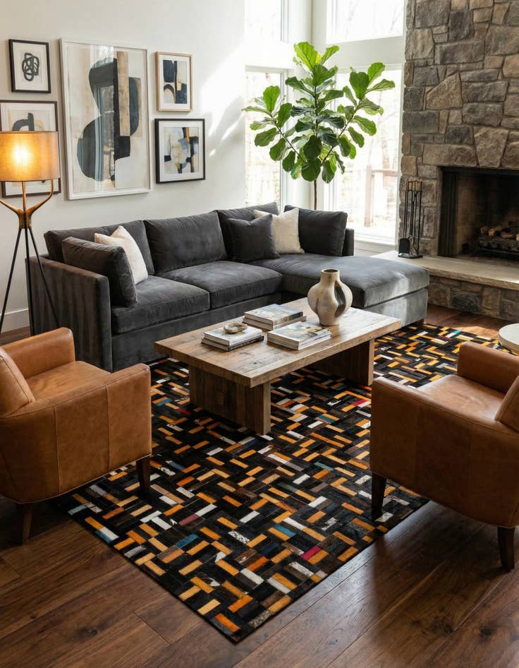 Detail image of 5' 1 x 8' 2 Cowhide - Patchwork Rug