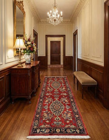 2' 7 x 6' 5 Hand Knotted Qom Persian Runner Rug