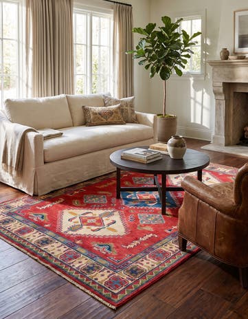 4' 9 x 7' 2 Hand Knotted Kazak Rug