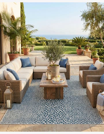 Teal Easy-Clean Jill Zarin Indoor / Outdoor Rug