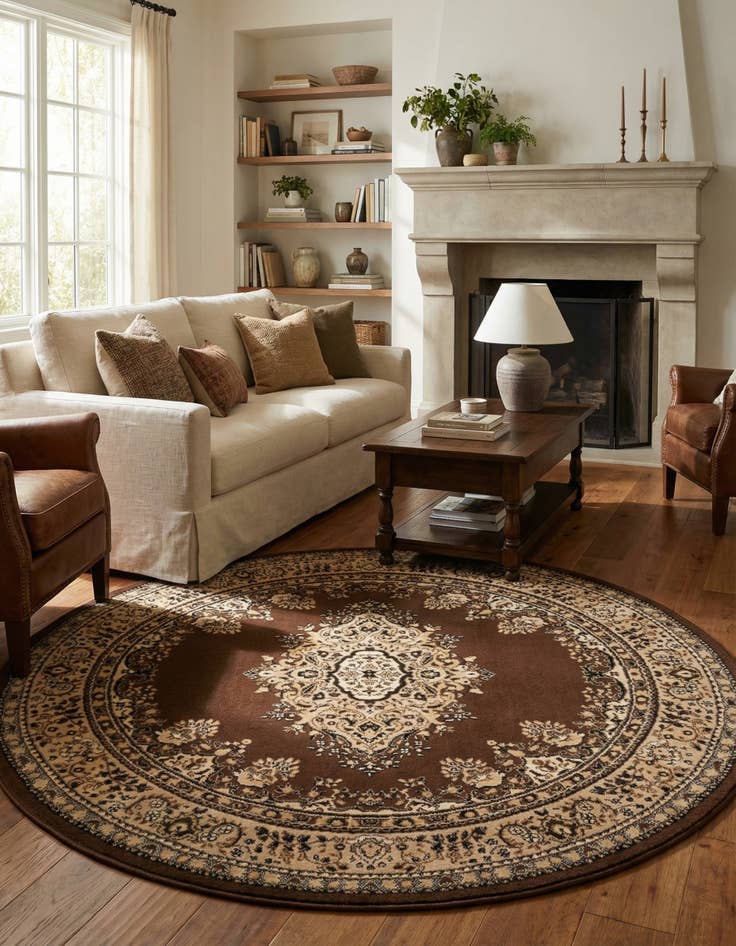 Detail image of 6' x 6' Mashad Design Round Rug