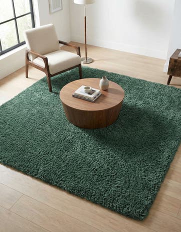 Forest Green Infinity Shag Square Rug