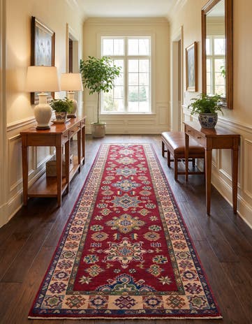 2' 9 x 9' 11 Hand Knotted Kazak Runner Rug