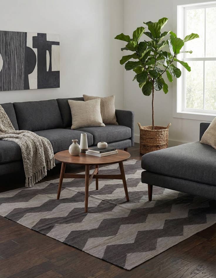 Detail image of 5' x 6' 4 Hand Woven Kilim Modern Wool Rug