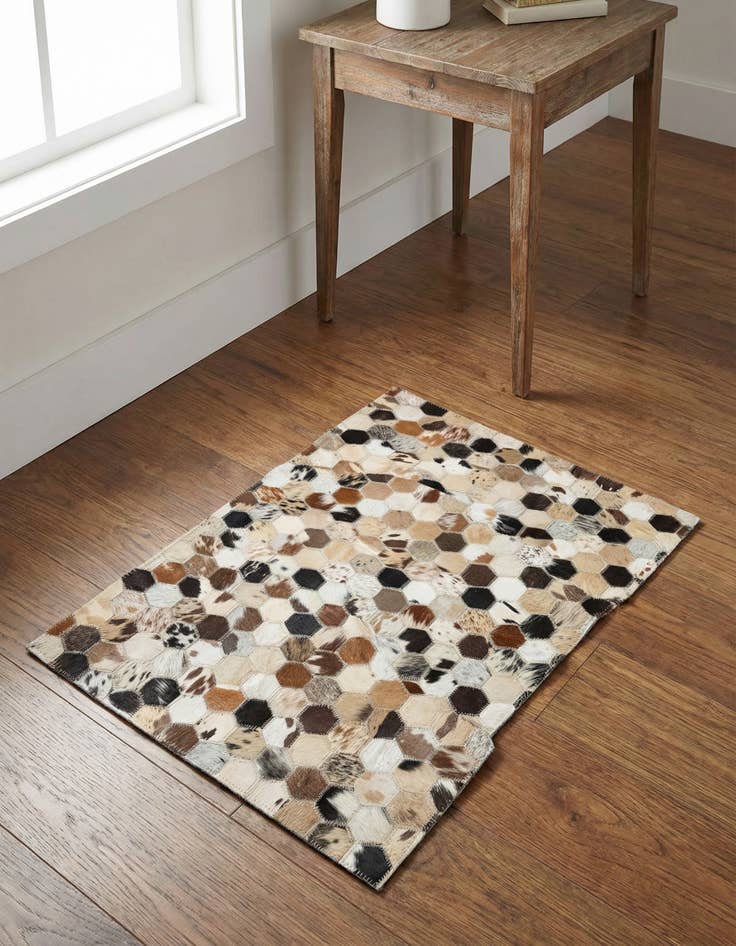 Detail image of 2' x 3' 1 Cowhide Leather Rug