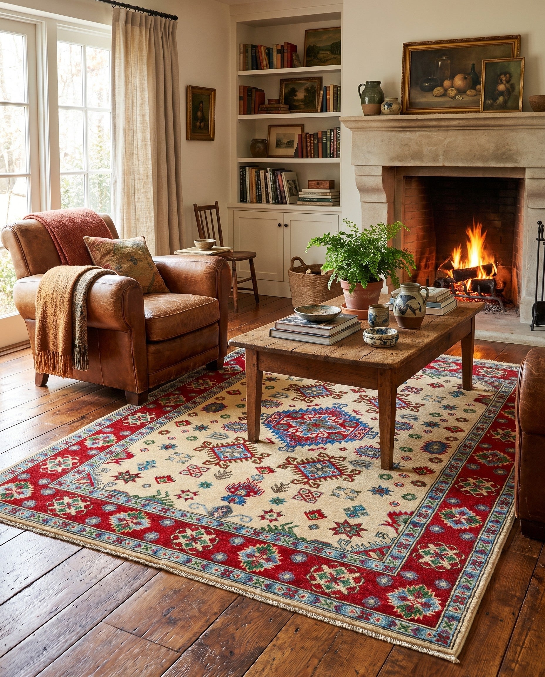 5' 1 x 6' 6 Hand Knotted Kazak Rug