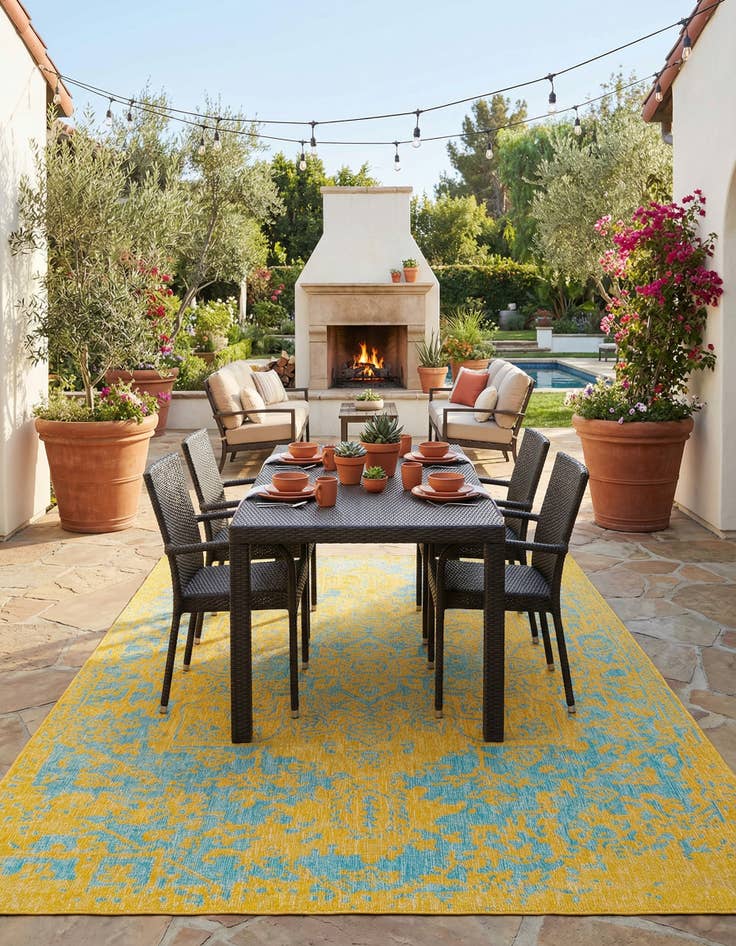 Detail image of 9' x 12' Easy-Clean Jill Zarin Dubai Indoor / Outdoor Rug