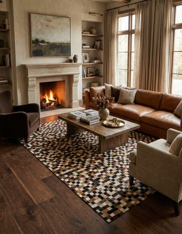 5' 6 x 7' 7 Cowhide Stocks Rug