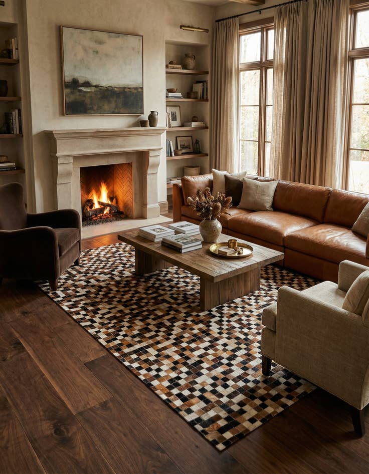 Detail image of 5' 6 x 7' 7 Cowhide Stocks Rug