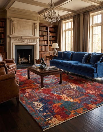 9' 1 x 12' 3 Hand Knotted Mamluk Ziegler Rug