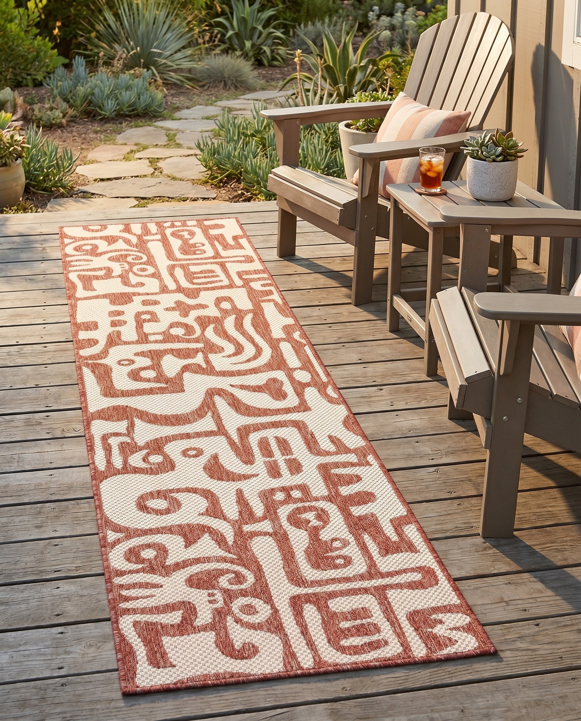 2' x 4' Easy-Clean Modern Indoor / Outdoor Runner Rug