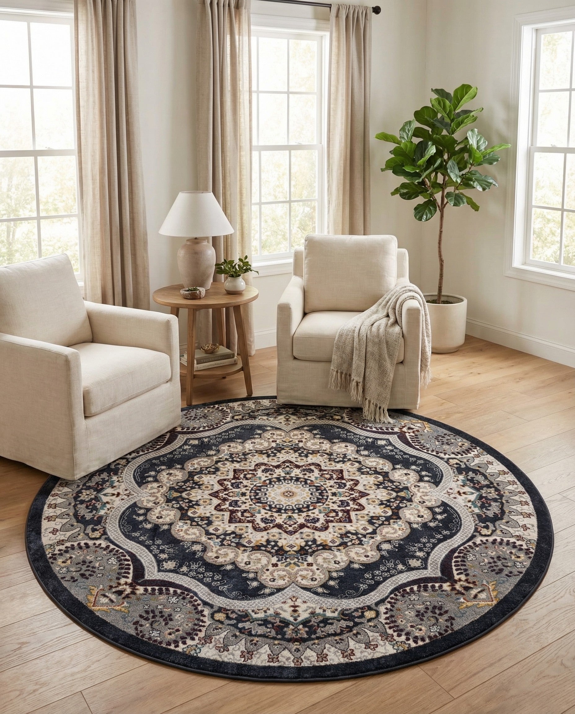7' 10 x 7' 10 Kamala Washable Round Rug